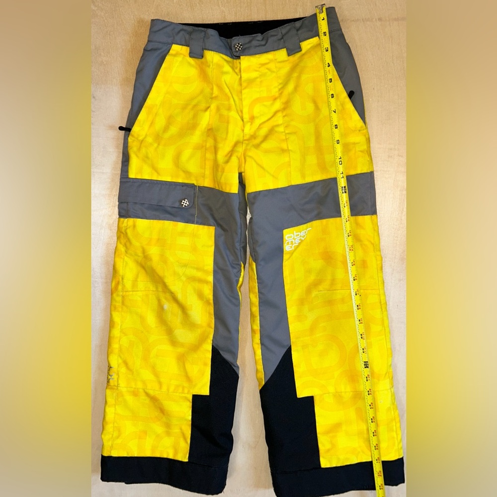 Obermeyer EXTENDED LENGTH Junior Sz 10 Snow Ski Snowboard Pants Yellow Black - Picture 3 of 16